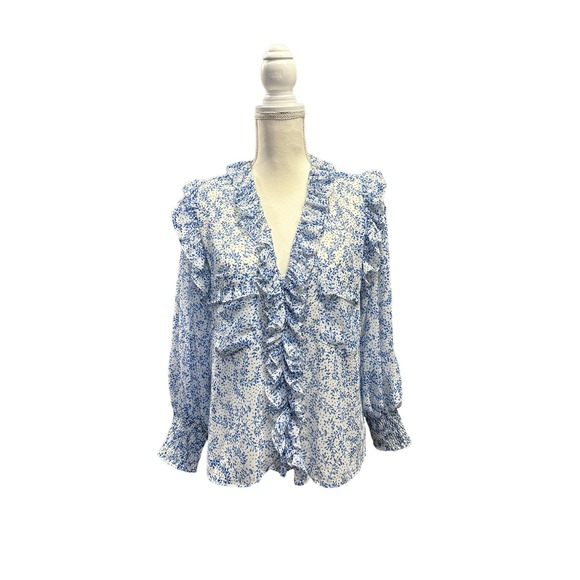 MISA Los Angeles Sacha Top in Blue Petals - Picture 2 of 7